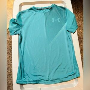 Under Armour boys size large teal dry-fit shirt.